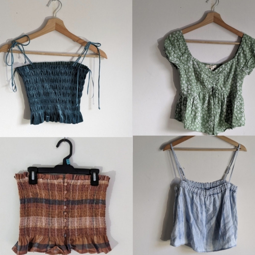 Bundle (4) Smocked Boho Crop Tops Size XS/S